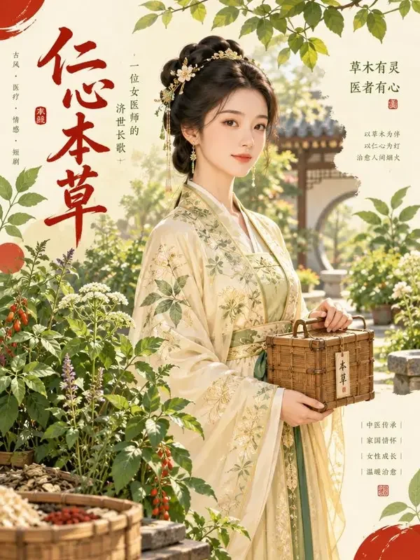 天才医妃 - AI剧观看 AI剧观看《天才医妃》封面海报,古院中执药的医女