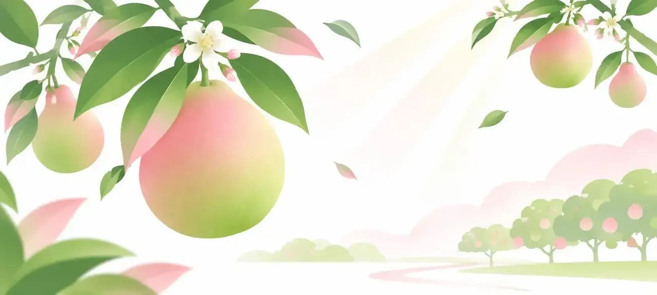 AI剧观看首页轮播图,阳光果园与柚子的抽象插画