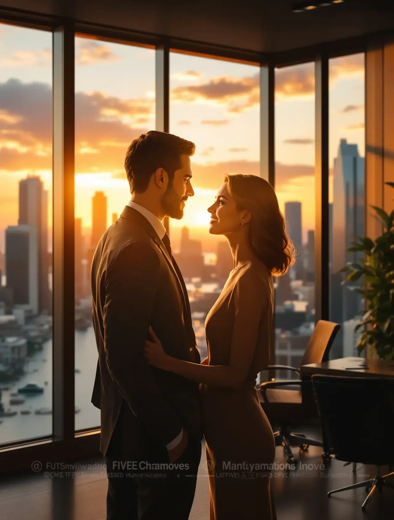 AI剧观看《总裁的隐婚妻》封面海报，背靠背的总裁与女主